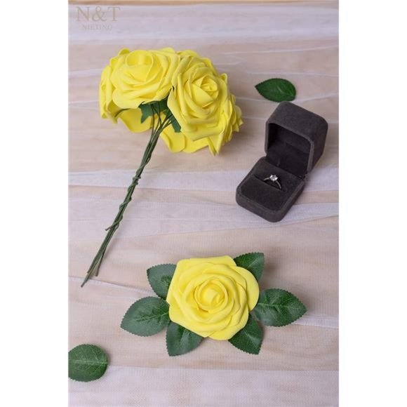 Artificial Flowers 25Pcs Fake Flowers Fall Roses Perfect DIY Wedding Bouquets - Picture 6 of 6